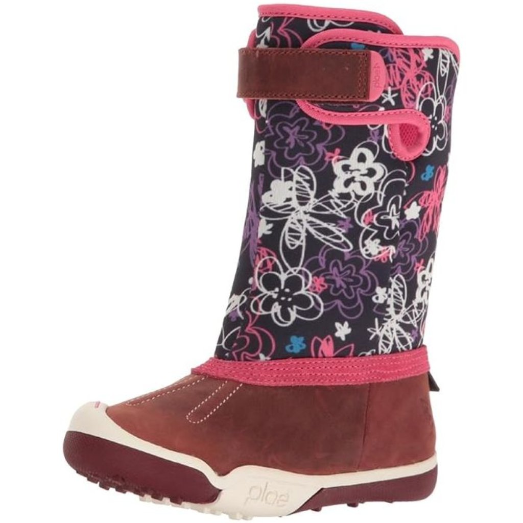 New Plae Kids Thandi Waterproof Nubuck Leather Floral Print Tall Boot